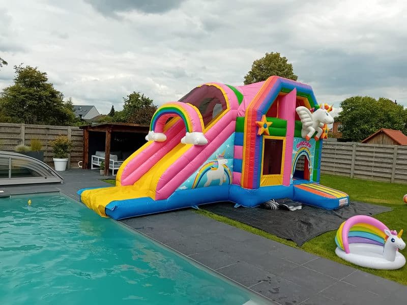 Combi Megaslide Eenhoorn aan zwembad Attracties en spelen Glijbanen (zwembad) Jumperke